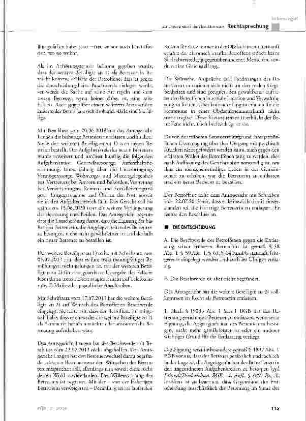 Vorschauseite 5: Zur Ungeeignetheit eines Berufsbetreuers BGB § 1897 Abs. 1, § 1908b Abs. 1