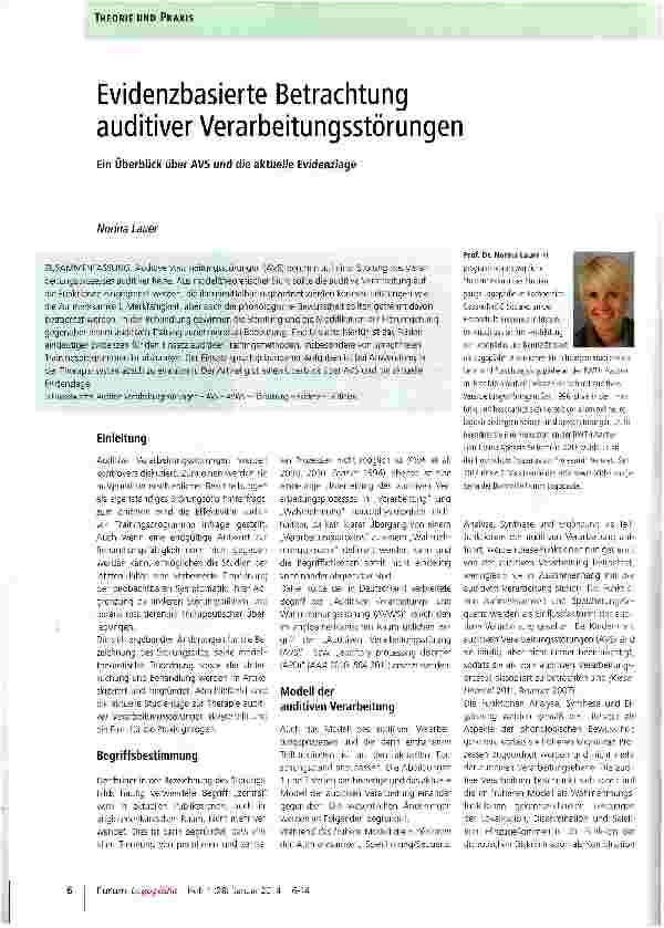 Vorschauseite 1: Evidenzbasierte Betrachtung auditiver Verarbeitungsstörungen