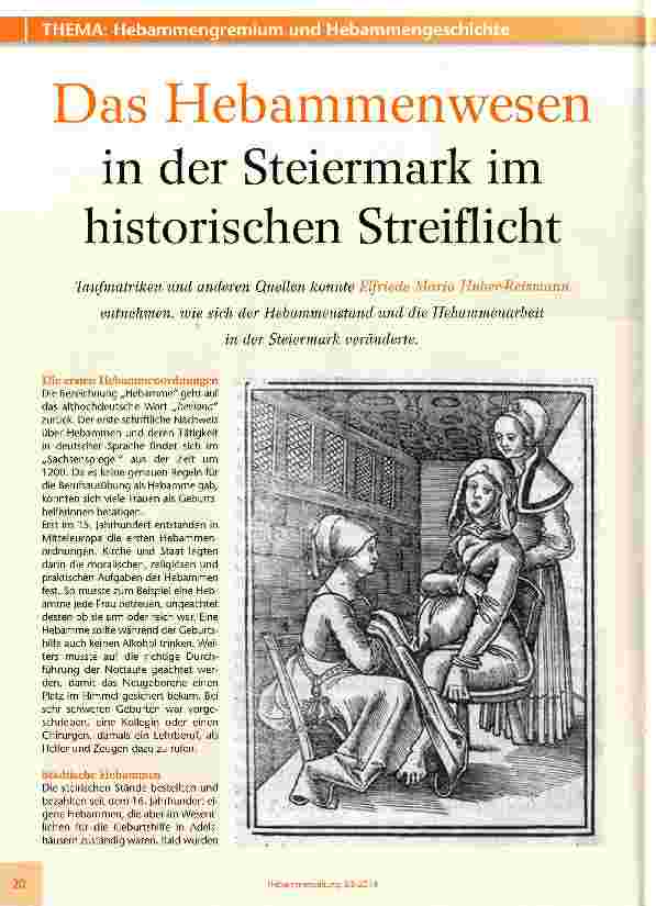 Vorschauseite 1: Das Hebammenwesen in der Steiermark im historischen Streiflicht