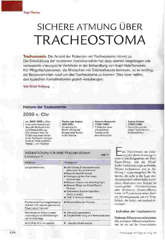 Vorschauseite 1: SICHERE ATMUNG ÜBER TRACHEOSTOMA