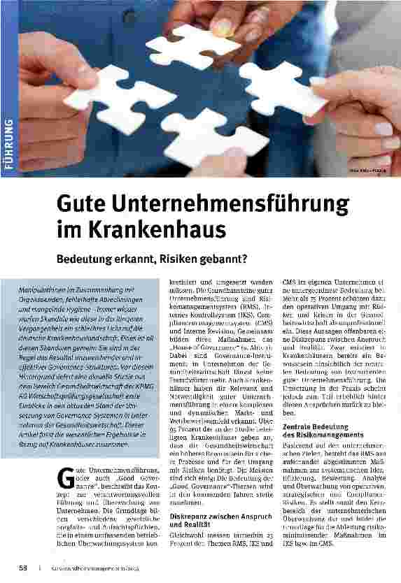 Vorschauseite 1: Gute Unternehmensführung im Krankenhaus