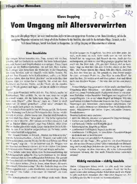 Vorschauseite 1: Vom Umgang mit Altersverwirrten
