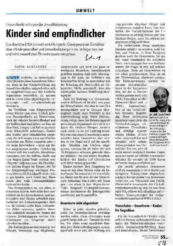Vorschauseite 1: Kinder sind empfindlicher Gesundheitliche Folgen der Umweltbelastung