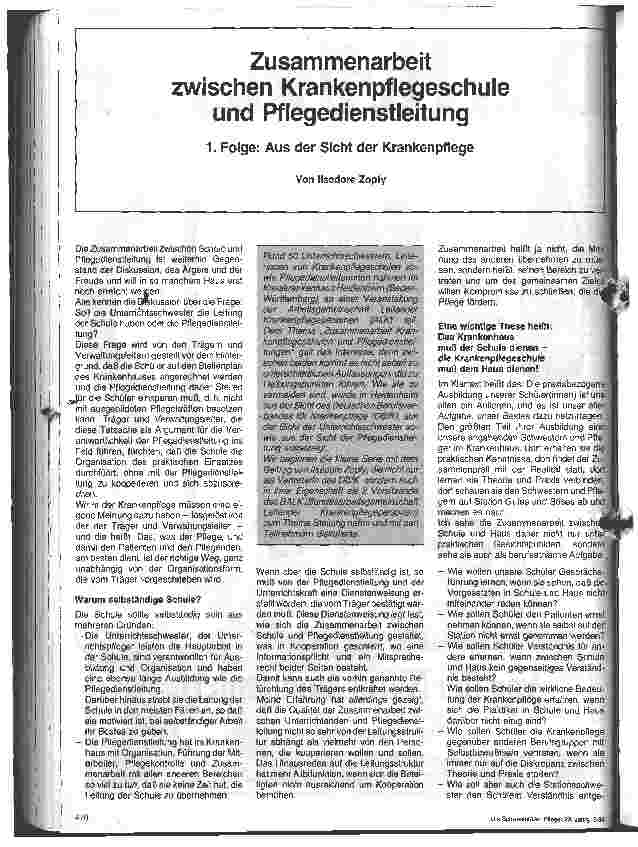 Vorschauseite 1: Zusammenarbeit zwischen Krankenpflegeschule und Pflegesdienstleitung 1. Folge : Aus Sicht der Krankenpflege