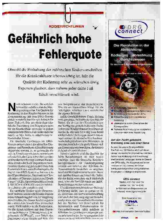 Vorschauseite 1: Gefährlich hohe FehlerquoteKODIERRICHTLINIEN
