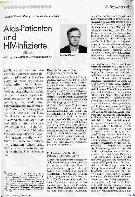 Vorschauseite 1: Aids-Patienten und HIV-Infizierte Ein psychologisches Betreuungsangebot