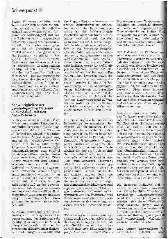 Vorschauseite 4: Aids-Patienten und HIV-Infizierte Ein psychologisches Betreuungsangebot
