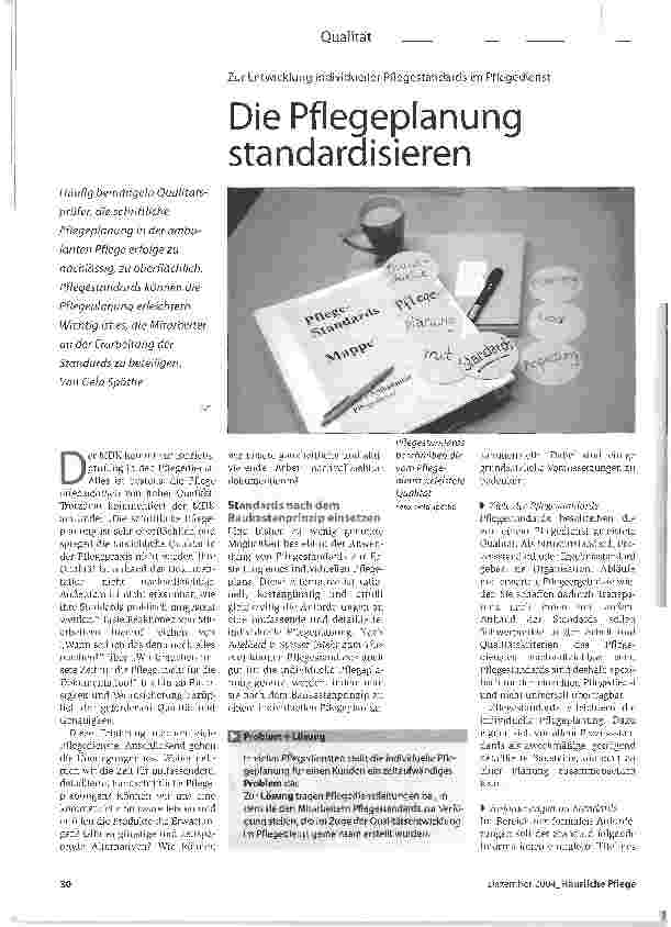 Vorschauseite 1: Die Pflegeplanung standardisieren