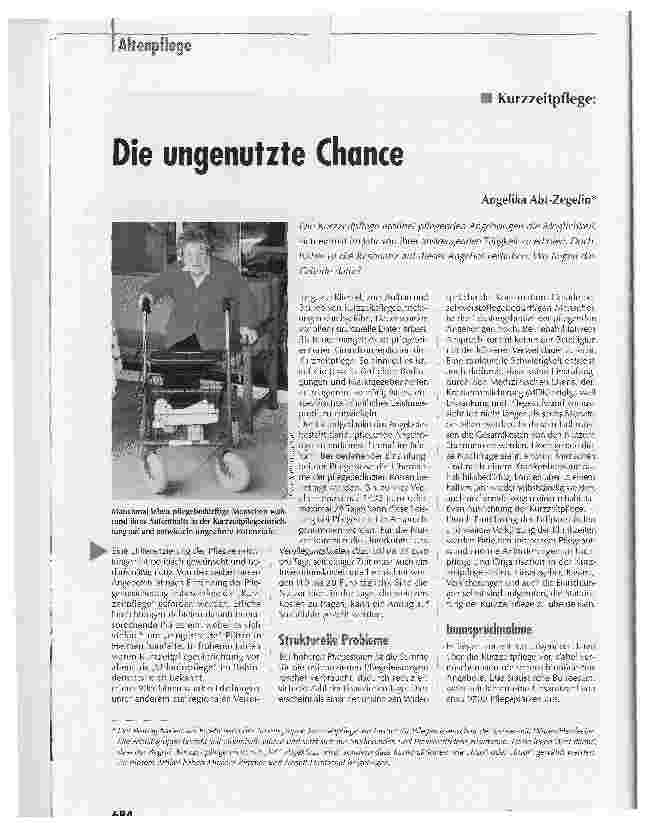 Vorschauseite 1: Die ungenutzte ChanceKurzzeitpflege:
