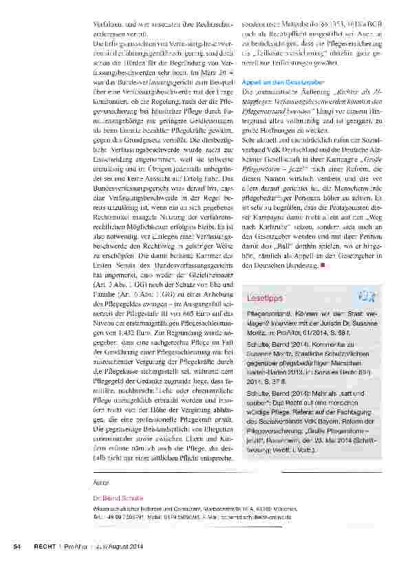 Vorschauseite 3: Mehr als „satt und sauber Das Recht auf eine menschenwürdige Pflege