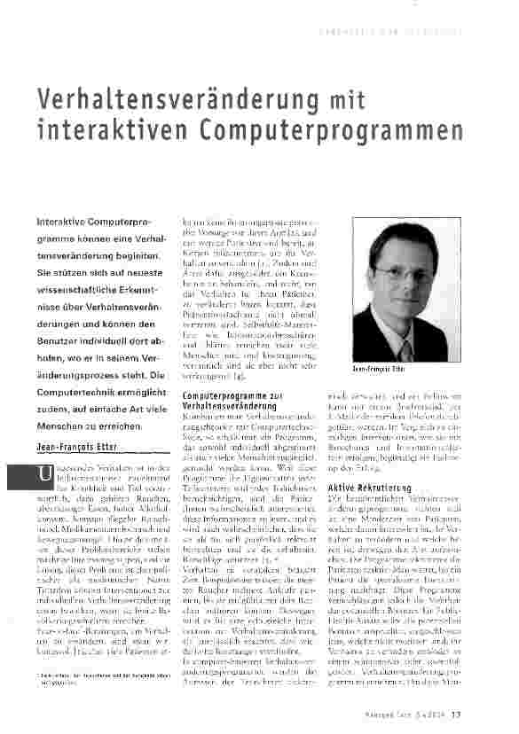 Vorschauseite 1: Verhaltensveränderung mit interaktiven Computerprogrammen