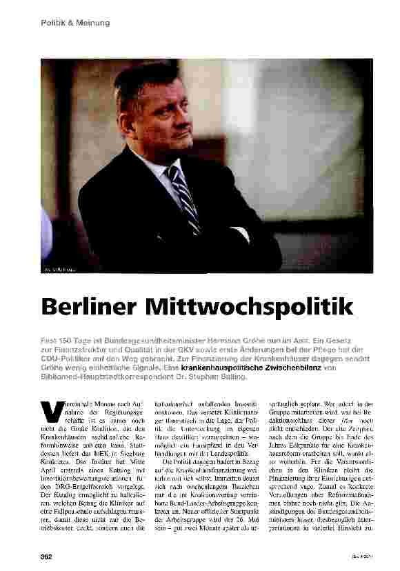 Vorschauseite 1: Berliner Mittwochspolitik