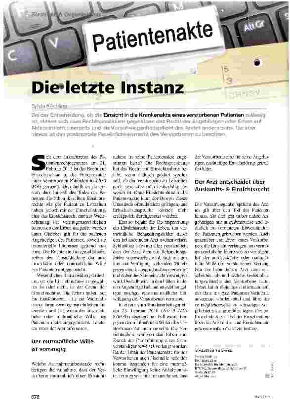 Vorschauseite 1: Patientenakte Die letzte Instanz