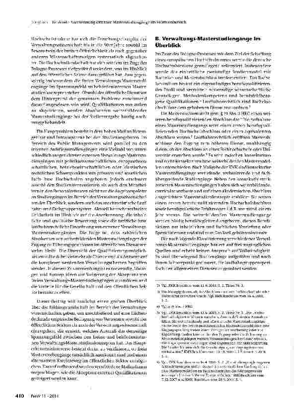 Vorschauseite 2: Fehlende Anerkennung exter-ner Masterstudiengänge im Beamtenbereich - empirische Daten und Lösungsansätze