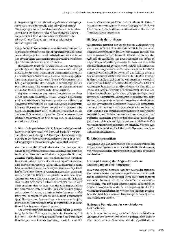 Vorschauseite 5: Fehlende Anerkennung exter-ner Masterstudiengänge im Beamtenbereich - empirische Daten und Lösungsansätze