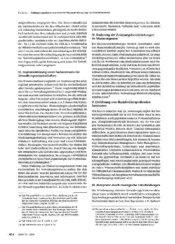 Vorschauseite 6: Fehlende Anerkennung exter-ner Masterstudiengänge im Beamtenbereich - empirische Daten und Lösungsansätze