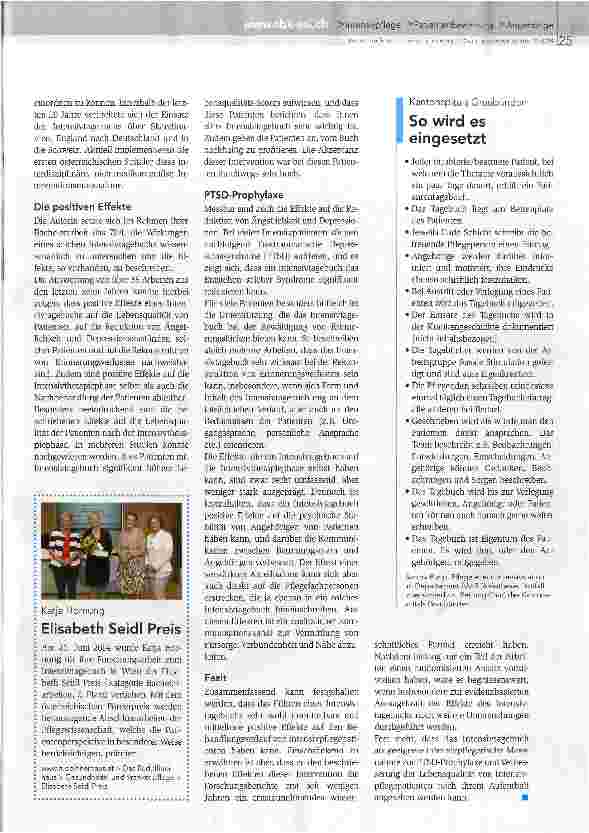 Vorschauseite 2: Intensivtagebuch verbessert Lebensqualität