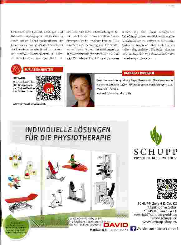Vorschauseite 4: Lernprozesse ermöglichen statt Wissen erzeugen Ermöglichungsdidaktik in der Physiotherapieausbildung
