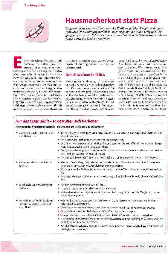Vorschauseite 1: Hausmacherkost statt Pizza
