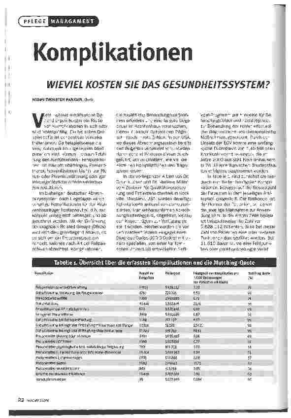 Vorschauseite 1: KomplikationenWIEVIEL KOSTEN SIE DAS GESUNDHEITSSYSTEM?