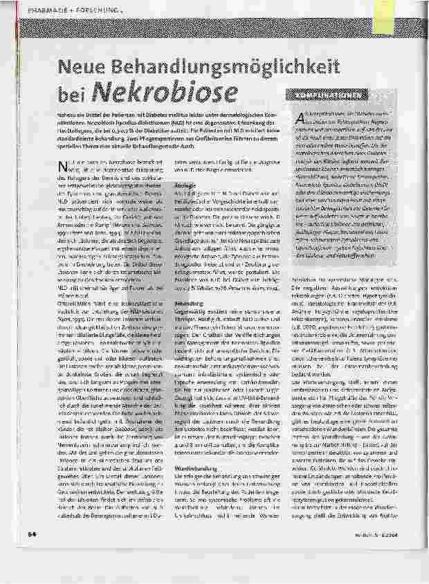 Vorschauseite 1: Neue Behandlungsmöglichkeit bei Nekrobiose