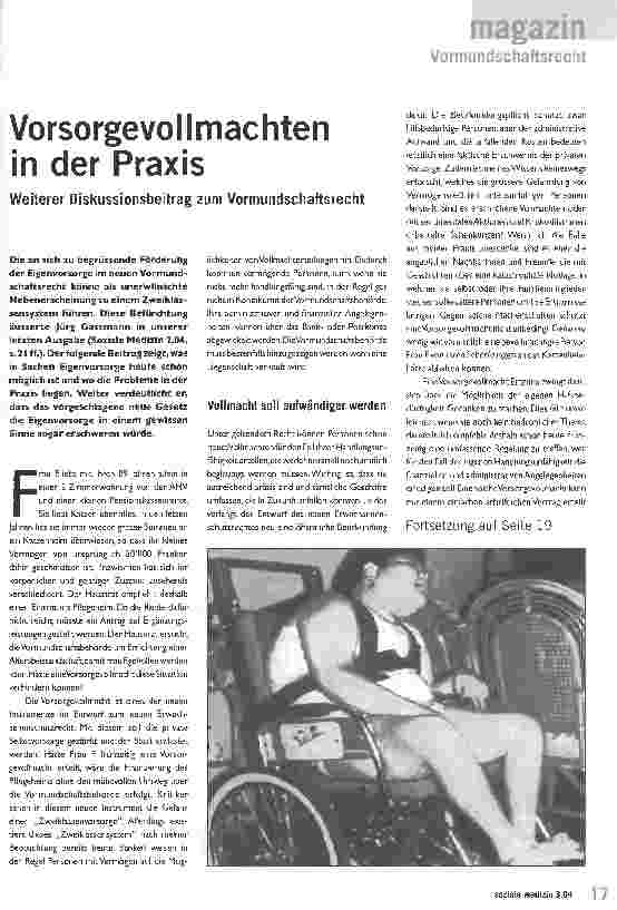 Vorschauseite 1: Vorsorgevoll machten in der PraxisWeiterer Diskussionsbeitrag zum Vormundschaftsrecht