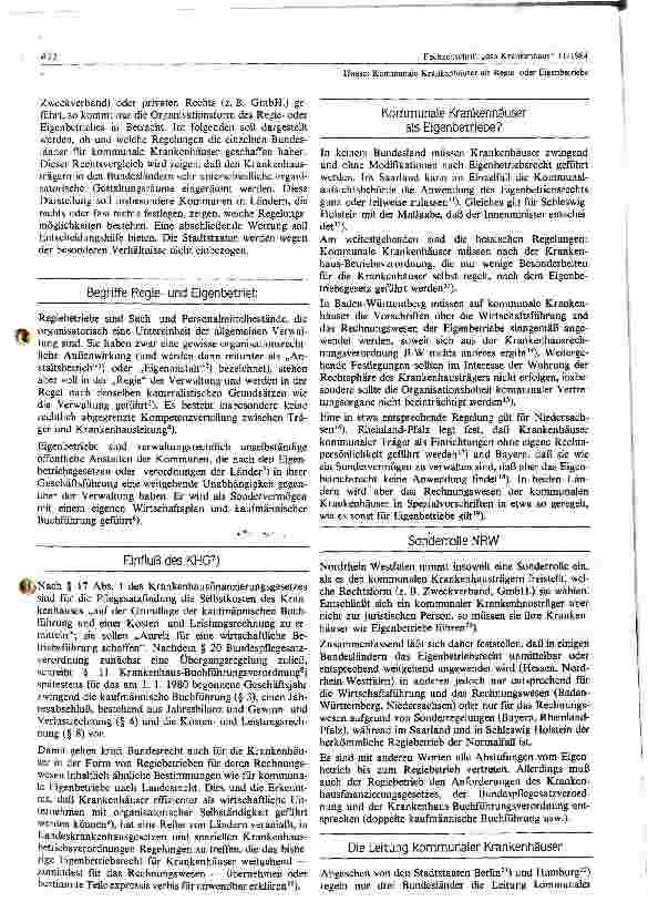 Vorschauseite 2: Kommunale Krankenhäuser als Regie oder Eigenbetriebe