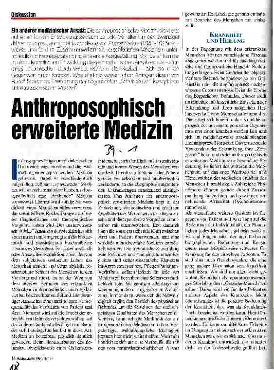 Vorschauseite 1: Anthroposophische erweiterte Medizin Ein anderer medizinischer Ansatz