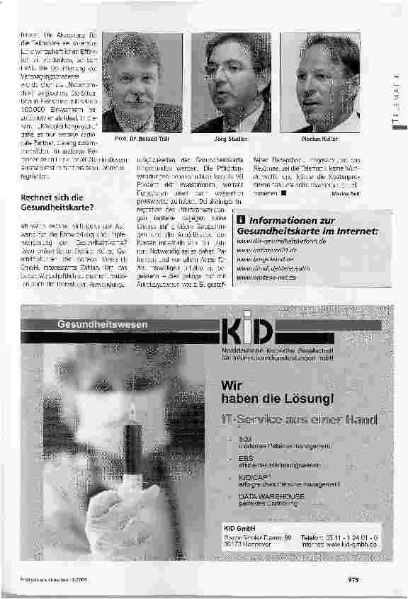 Vorschauseite 4: Eine lohnende Investition? Wieslocher Symposium: wirtschaftliche Effekte der Gesundheitskarte