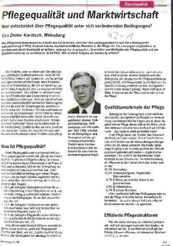 Vorschauseite 1: Pflegequaliät und Marktwirtschaft Wer entscheidet über Pflegequalität unter sich verändernden Bedingungen?