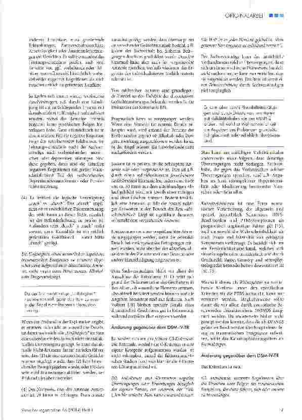 Vorschauseite 6: Die Begutachtung der Posttraumatischen Belastungsstörung im Wandel von DSM-IV-TRzu DSM-5: Was bleibt, was wird sich ändern