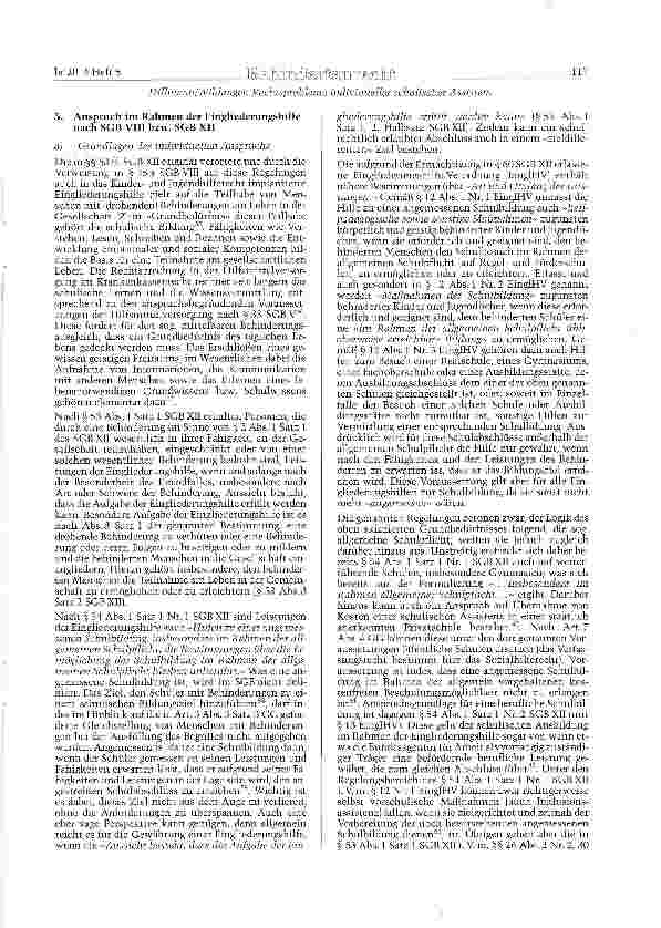 Vorschauseite 5: Halbjahreszeugnis: Nicht ausreichend ge-löste Rechtsprobleme individueller schu-lischer Assistenz für Schülerinnen und Schüler mit Behinde-rungen - Teil I