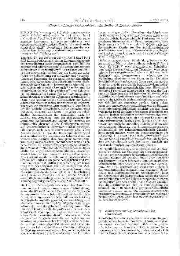 Vorschauseite 6: Halbjahreszeugnis: Nicht ausreichend ge-löste Rechtsprobleme individueller schu-lischer Assistenz für Schülerinnen und Schüler mit Behinde-rungen - Teil I