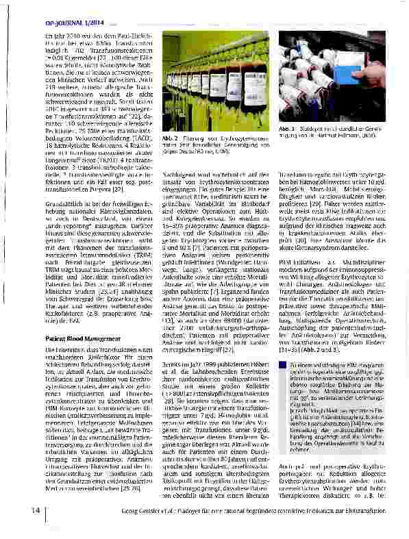 Vorschauseite 3: Plädoyer für eine rational begründete restriktive Indikation zur Bluttransfusion