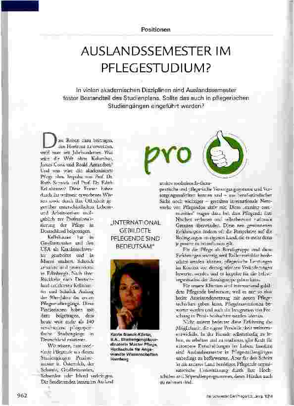 Vorschauseite 1: AUSLANDSSEMESTER IM PFLEGESTUDIUM?