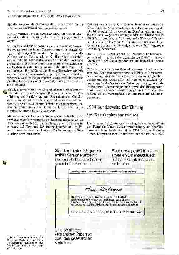 Vorschauseite 2: Krankenhausausweis der DKV im Format der Scheckkarte