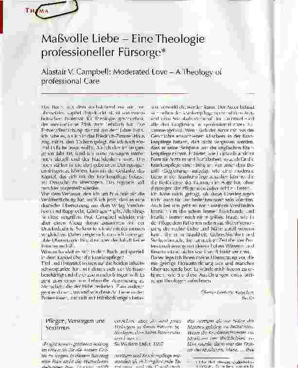 Vorschauseite 1: Maßvolle Liebe- Eine Theologie professioneller Fürsorge