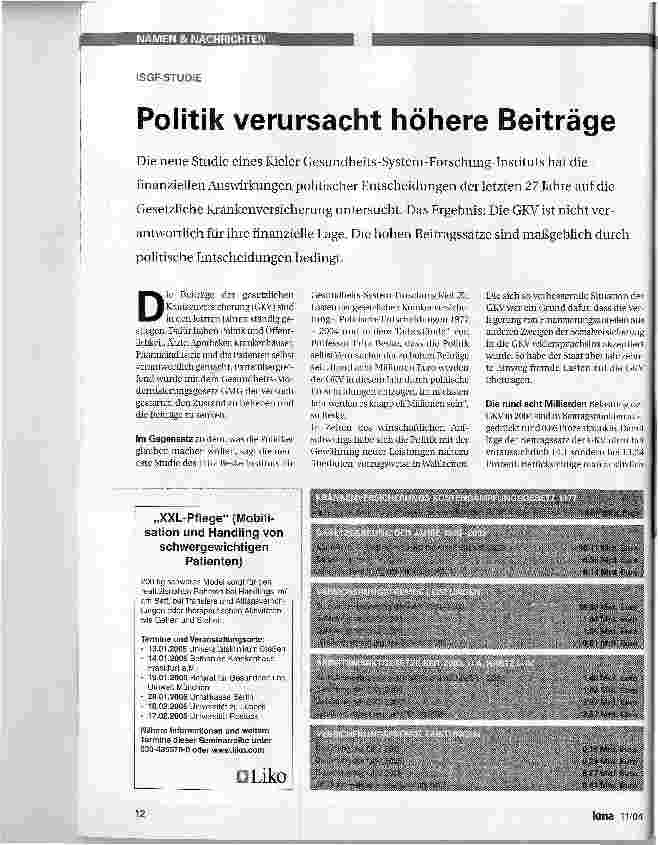 Vorschauseite 1: Politik verursacht höhere Beiträge