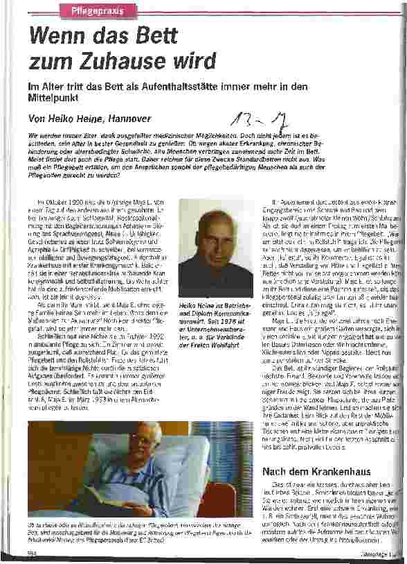 Vorschauseite 1: Wenn das Bett zum Zuhause wird Im Alter tritt das Bett als Aufenthaltsstätte immer mehr in den Mittelpunkt