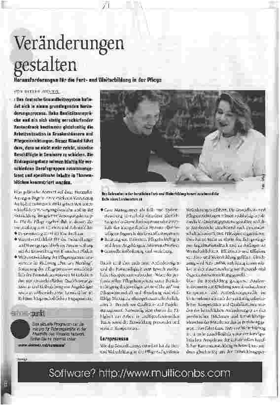 Vorschauseite 1: Veränderungen gestalten. Herausforderungen für die Fortund Weiterbildung in der Pflege