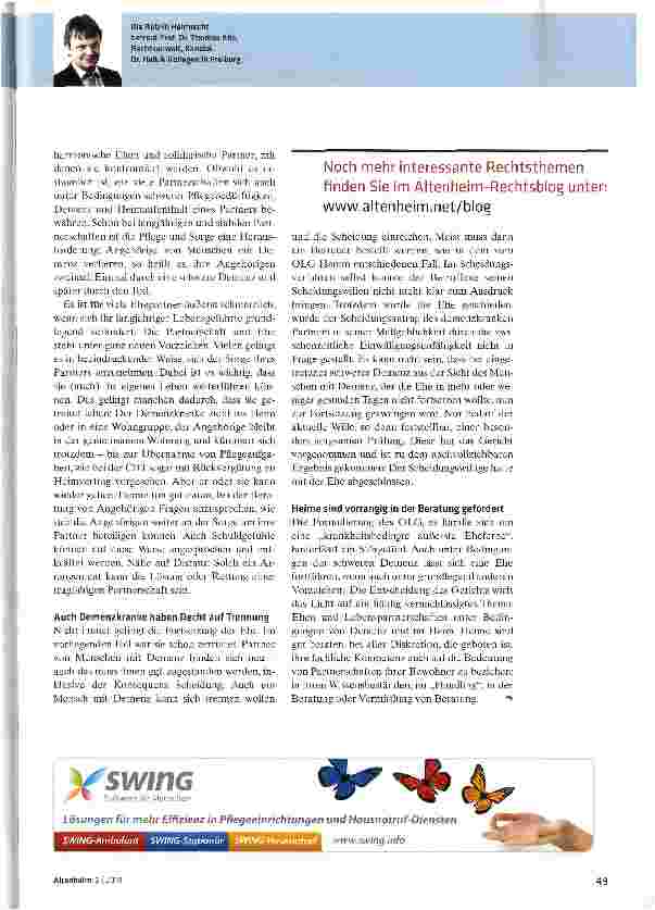 Vorschauseite 2: Ehescheidungen spielen auch im Heimalltag eine Rolle