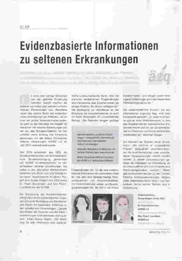 Vorschauseite 1: Evidenzbasierte Informationen zu seltenen Erkrankungen