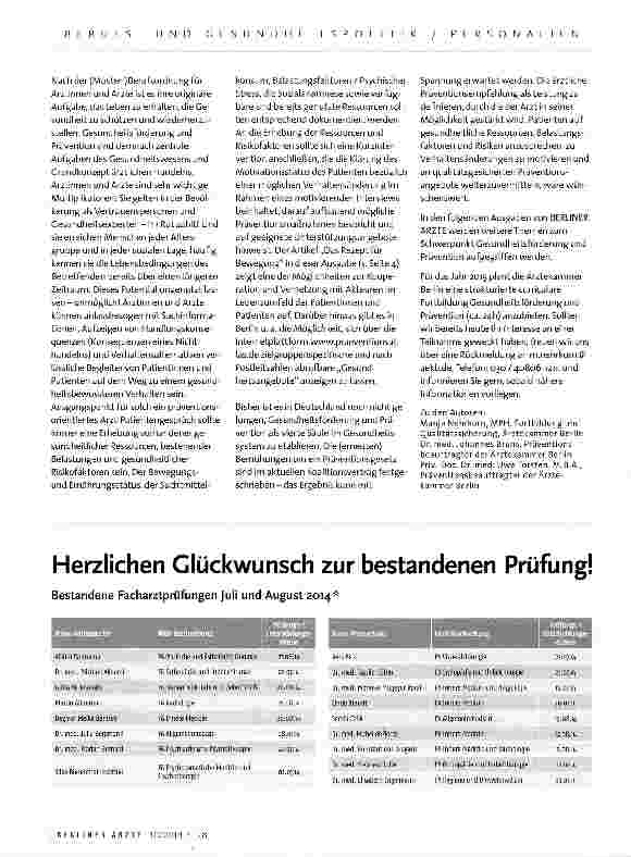 Vorschauseite 2: Gesundheitsförderung und Prävention - Herausforderung und ärztliche Aufgabe zugleich