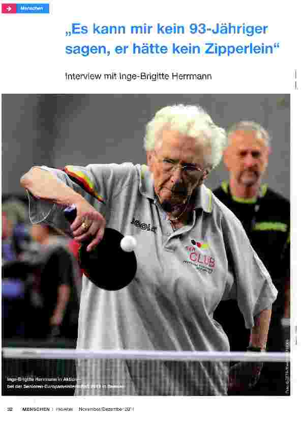 Vorschauseite 1: Es kann mir kein 93-Jähriger sagen, er hätte kein Zipperlein