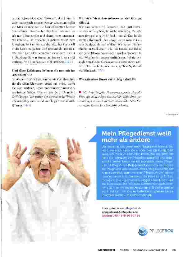 Vorschauseite 4: Es kann mir kein 93-Jähriger sagen, er hätte kein Zipperlein