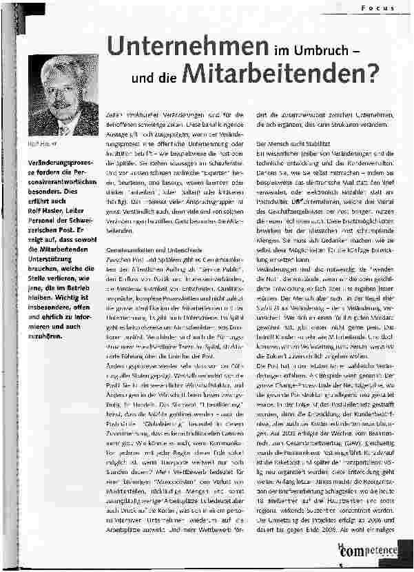 Vorschauseite 1: Unternehmen im Umbruch-und die Mitarbeitenden?
