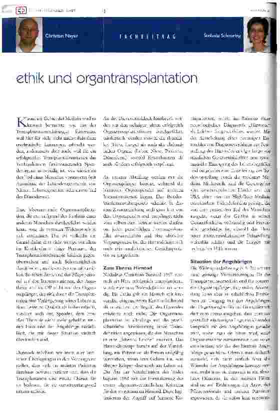 Vorschauseite 1: Ethik und Organtransplantation