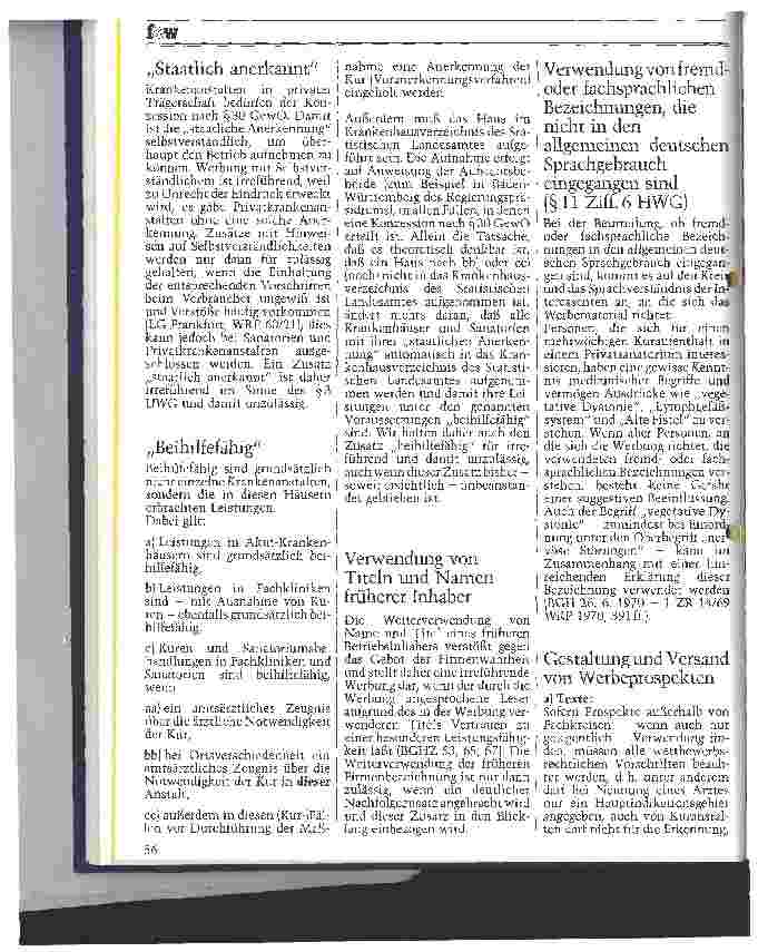 Vorschauseite 3: Beschränkungen der Werbung von Krankenanstalten in privater Trägerschaft