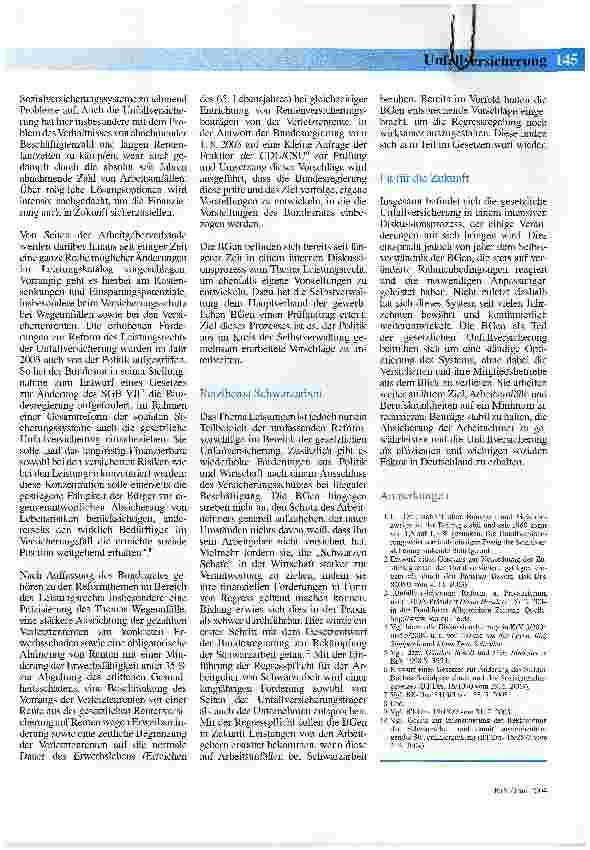 Vorschauseite 3: Für die Zukunft gerüstet - Reformansätze in der gesetzlichen Unfallversicherung