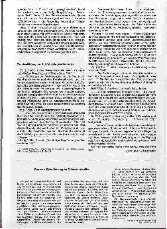Vorschauseite 6: Stellungsnahme zum Entwurf eines Gesetzes über nichtärztliche Heilberufe in der Geburtshilfe u. in der Krankenpflege